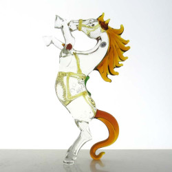 Glas Pferd  23 cm klar-Bernsteinfarbig