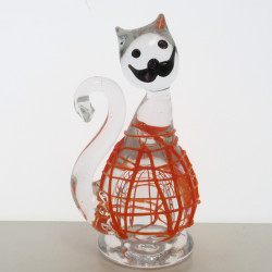 Glas Katze 15cm mit Netz