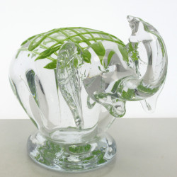 Glas Elefant 14x17cm mit Netz Grün