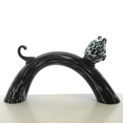 Glas Katze 16x30cm Schwarz