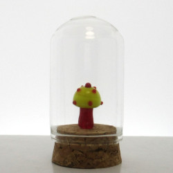 Glas Dom 50x30mm mit Glas-Pilz auf Kork Boden,