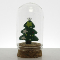 Glas Dom 50x30mm mit Glas-Weihnacht auf Kork Boden