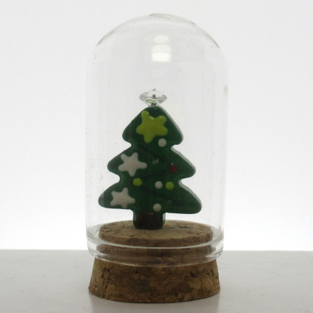 Glas Dom 50x30mm mit Glas-Weihnacht auf Kork Boden