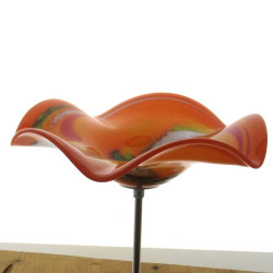 Glas-Blüte 18cm Orange mit Metallstab gewellt 1.18 Meter