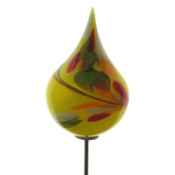 Glas-Zwiebel 15x10cm Gelb mit Edelstahlstab 0.7 Meter