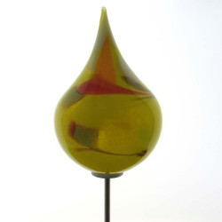 Glas-Zwiebel 15x10cm Gelb mit Edelstahlstab 0.7 Meter
