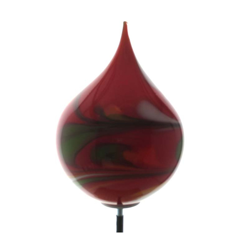 Glas-Zwiebel 25x18cm Rot mit Metallstab 1.2 Meter