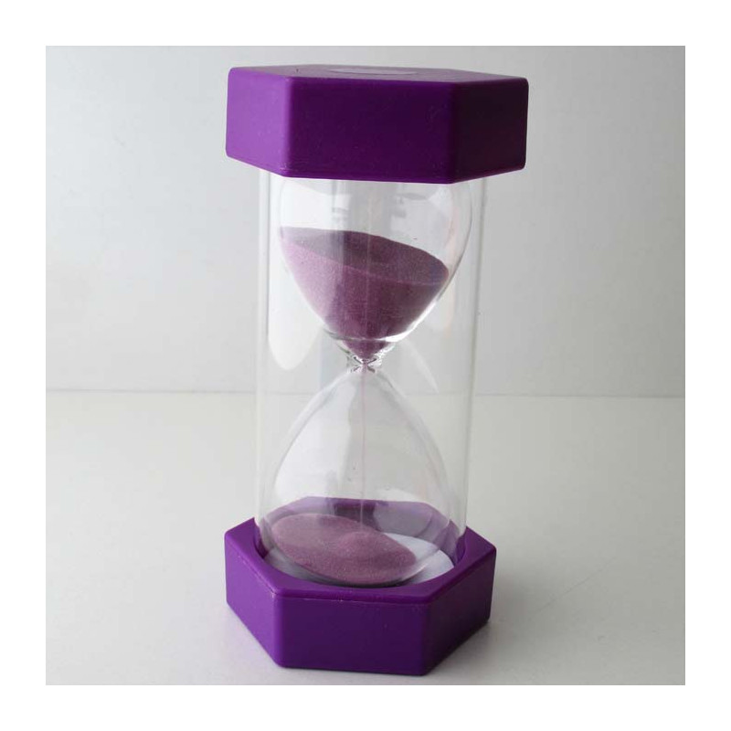 Sanduhr 20 Min. 13 cm Lila klein Glas im Kunststoff 6 Eckig