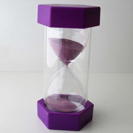 Sanduhr 20 Min. 13 cm Lila klein Glas im Kunststoff 6 Eckig