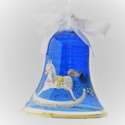 Glasglocke 060 mm Blau Winterlandschaft zum hängen