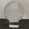 Glas Weltkugel 80mm auf Sockel klar- Sandgestrahlt