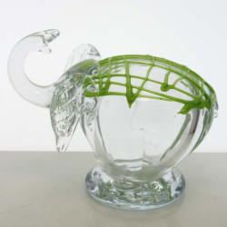 Glas Elefant 14x17cm mit Netz Grün