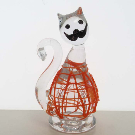 Glas Katze 15cm mit Netz