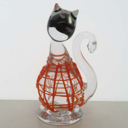 Glas Katze 15cm mit Netz