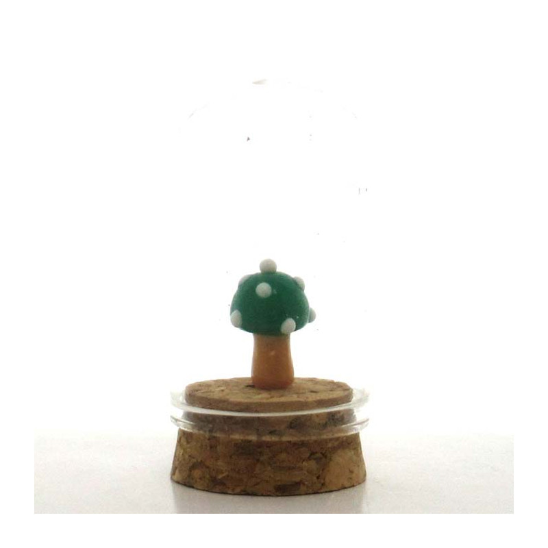 Glas Dom 50x30mm mit Glas-Pilz auf Kork Boden,