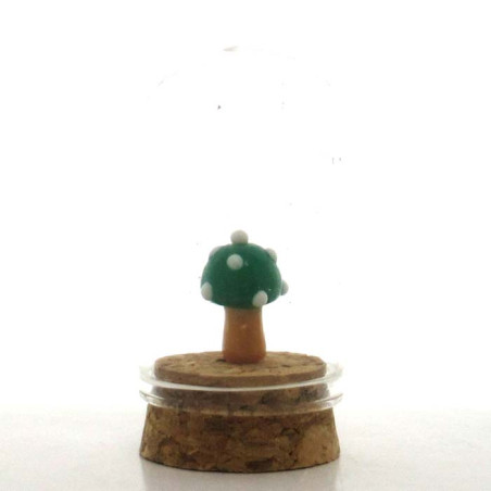 Glas Dom 50x30mm mit Glas-Pilz auf Kork Boden,