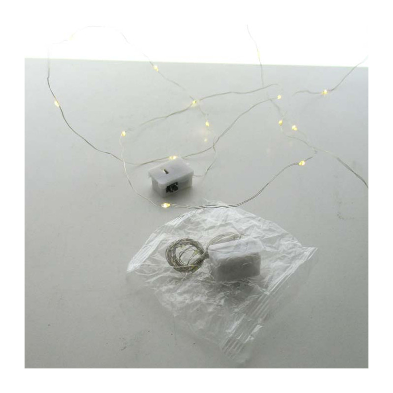 Lichterkette LED-20 Stück mit Kupferdraht - 2 Meter lang Batteriebetriebene