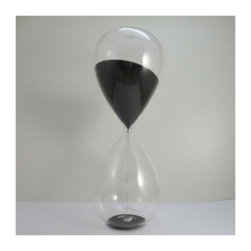 Glas-Sanduhr 60 Min. 25cm Schwarz, Glas Sand