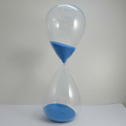 Glas-Sanduhr 60 Min. 25cm Blau, Glas Sand