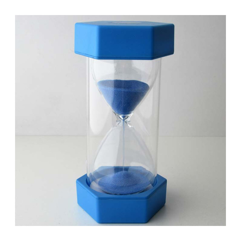 Sanduhr 45 Min. 15 cm Blau, Glas im Kunststoff 6 Eckig
