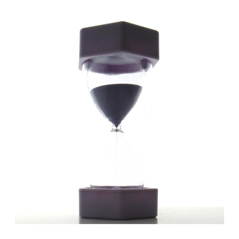 Sanduhr 60 Min. 15.5 cm Schwarz, Glas im Kunststoff 6 Eckig