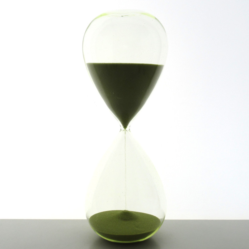 Glas-Sanduhr 60 Min. 25cm Olivgrün, Glas Sand