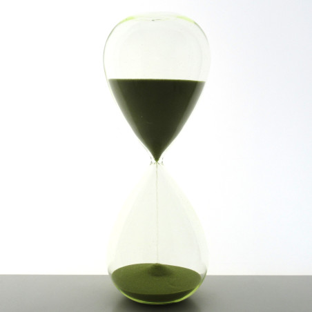 Glas-Sanduhr 60 Min. 25cm Olivgrün, Glas Sand