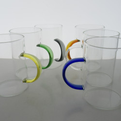 Glas Borosilikatglas 3dl  Set mit 6 verschiedenen Griff Farben