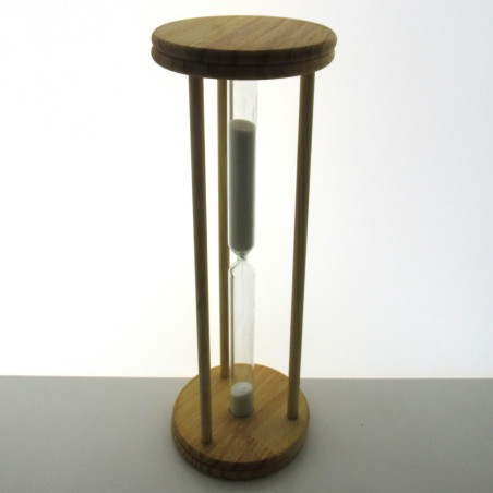 Glas-Sanduhr 15 Minuten 29x10 cm Tannenholz