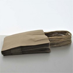 Mini Tragetasche 210x150x58mm Braun mit Kordel 25cm hoch
