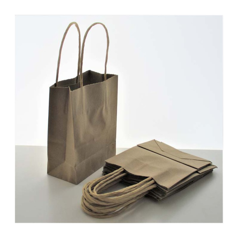 Mini Tragetasche 210x150x58mm Braun mit Kordel 25cm hoch