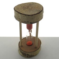 Sanduhr 3 Min. 10cm zylindrisch Glas im Birkenholz Gestell,