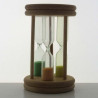 Sanduhr 1-2 - 3 - 5- 8- min. 3 Laufzeiten 9.6 cm zylindrisch Sanduhr im Buchenholz Gestell