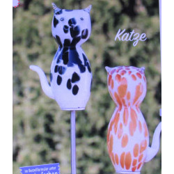 Glas-Katze 22cm Braun-Weiss Schwarz Weiss