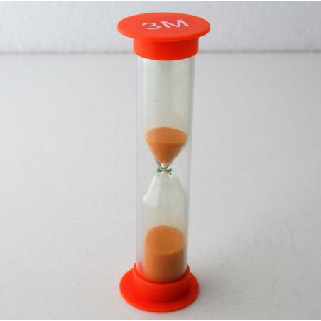 Sanduhren 3 Min. 93mm zylindrisch Glas in Kunststoff röhre mit Buchenholz Sockel