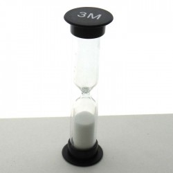 Sanduhren 3 Min. 93mm zylindrisch Glas in Kunststoff röhre mit Buchenholz Sockel