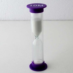 Sanduhren 3 Min. 96mm zylindrisch Glas in Kunststoff röhre mit Buchenholz Sockel