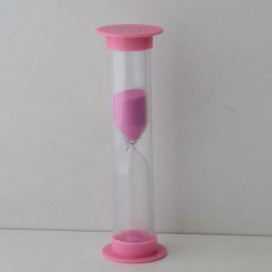Sanduhren 3 Min. 96mm zylindrisch Glas in Kunststoff röhre mit Buchenholz Sockel