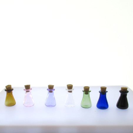 Glasfläschchen 23x15mm mini mit Korken verschiedene Farben