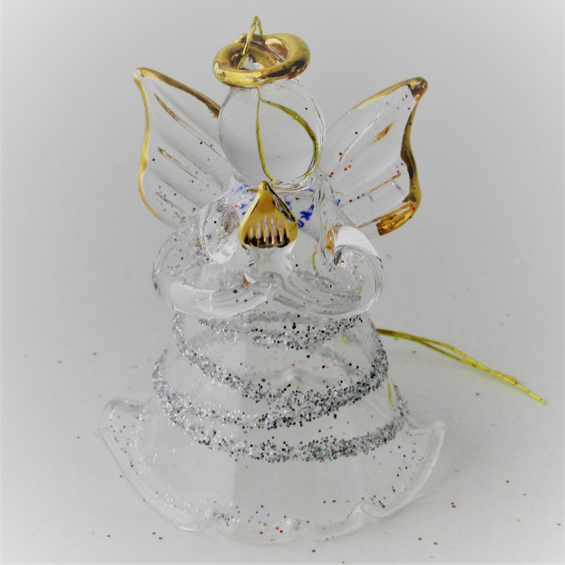 Glas Engel 4.5cm klar Farbig  zum hängen und stellen