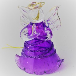 Glas Engel 4.5cm klar Farbig  zum hängen und stellen