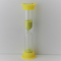 Sanduhren 3 Min. 9 cm zylindrisch Glas in Kunststoff röhre
