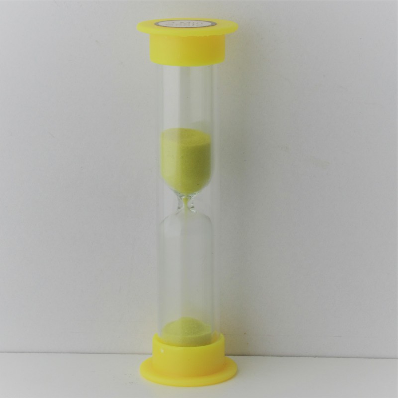 Sanduhren 3 Min. 9 cm zylindrisch Glas in Kunststoff röhre