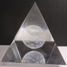 Glas-Pyramide 10cm mit 3D Blume des Lebens