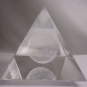 Glas-Pyramide 10cm mit 3D Blume des Lebens