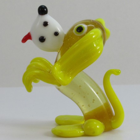 Glas Hund 50mm klar gelb weiss