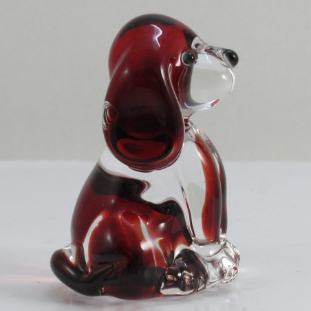 Glas Hund 43mm sortiert blau gelb rot