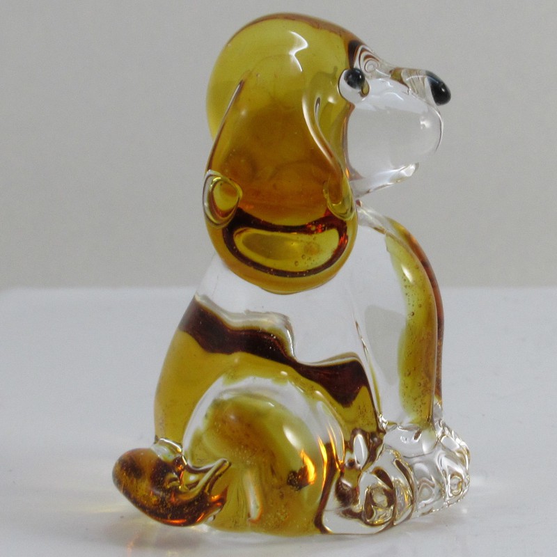 Glas Hund 43mm sortiert blau gelb rot