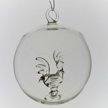 Glaskugel 80mm Hahn innen Mundgeblasen zum hängen