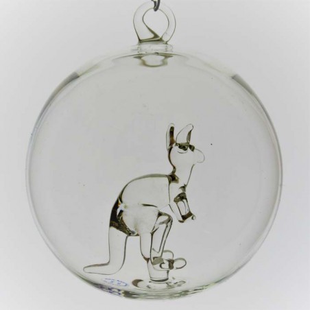 Glaskugel 80 mm Känguru innen Mundgeblasen zum hängen